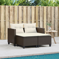 Thumbnail for Gartensofa 2-Sitzer mit Hockern Braun Poly Rattan