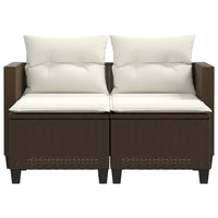 Thumbnail for Gartensofa 2-Sitzer mit Hockern Braun Poly Rattan