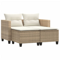 Thumbnail for Gartensofa 2-Sitzer mit Hockern Beige Poly Rattan