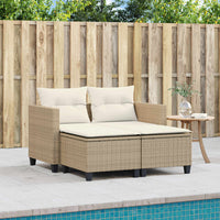 Thumbnail for Gartensofa 2-Sitzer mit Hockern Beige Poly Rattan