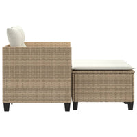 Thumbnail for Gartensofa 2-Sitzer mit Hockern Beige Poly Rattan