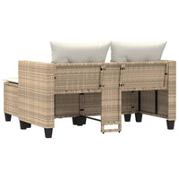 Thumbnail for Gartensofa 2-Sitzer mit Hockern Beige Poly Rattan