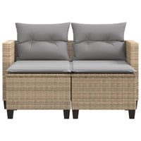 Thumbnail for Gartensofa 2-Sitzer mit Hockern Beige Poly Rattan