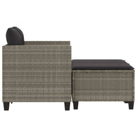 Thumbnail for Gartensofa 2-Sitzer mit Hockern Hellgrau Poly Rattan