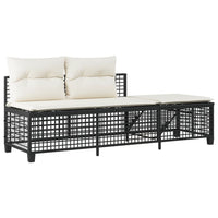 Thumbnail for 3-tlg. Garten-Ecksofa-Set mit Kissen Schwarz Poly Rattan