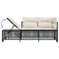 Thumbnail for 3-tlg. Garten-Ecksofa-Set mit Kissen Schwarz Poly Rattan