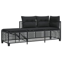 Thumbnail for 3-tlg. Garten-Ecksofa-Set mit Kissen Schwarz Poly Rattan