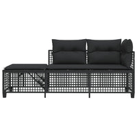Thumbnail for 3-tlg. Garten-Ecksofa-Set mit Kissen Schwarz Poly Rattan