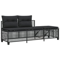 Thumbnail for 3-tlg. Garten-Ecksofa-Set mit Kissen Schwarz Poly Rattan