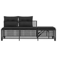 Thumbnail for 3-tlg. Garten-Ecksofa-Set mit Kissen Schwarz Poly Rattan
