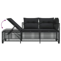 Thumbnail for 3-tlg. Garten-Ecksofa-Set mit Kissen Schwarz Poly Rattan