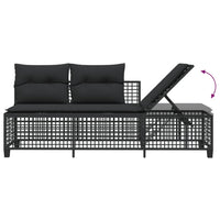 Thumbnail for 3-tlg. Garten-Ecksofa-Set mit Kissen Schwarz Poly Rattan