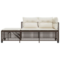 Thumbnail for 3-tlg. Garten-Ecksofa-Set mit Kissen Braun Poly Rattan