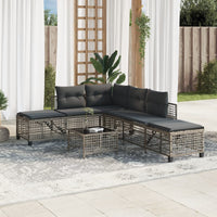 Thumbnail for 3-tlg. Garten-Ecksofa-Set mit Kissen Grau Poly Rattan
