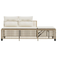 Thumbnail for 3-tlg. Garten-Ecksofa-Set mit Kissen Beige Poly Rattan