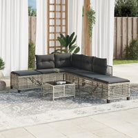 Thumbnail for 3-tlg. Garten-Ecksofa-Set mit Kissen Hellgrau Poly Rattan
