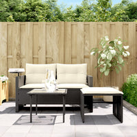 Thumbnail for 3-tlg. Garten-Sofagarnitur mit Kissen Schwarz Poly Rattan