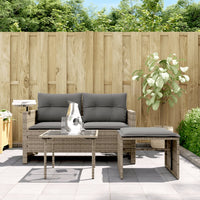 Thumbnail for 3-tlg. Garten-Sofagarnitur mit Kissen Grau Poly Rattan