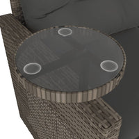 Thumbnail for 3-tlg. Garten-Sofagarnitur mit Kissen Grau Poly Rattan