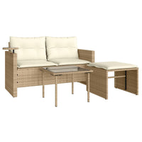 Thumbnail for 3-tlg. Garten-Sofagarnitur mit Kissen Beige Poly Rattan