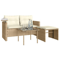 Thumbnail for 3-tlg. Garten-Sofagarnitur mit Kissen Beige Poly Rattan