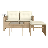 Thumbnail for 3-tlg. Garten-Sofagarnitur mit Kissen Beige Poly Rattan