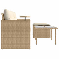 Thumbnail for 3-tlg. Garten-Sofagarnitur mit Kissen Beige Poly Rattan