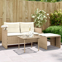 Thumbnail for 3-tlg. Garten-Sofagarnitur mit Kissen Beige Poly Rattan