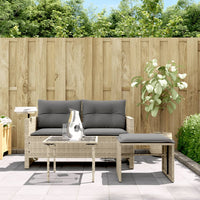 Thumbnail for 3-tlg. Garten-Sofagarnitur mit Kissen Hellgrau Poly Rattan