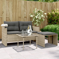 Thumbnail for 3-tlg. Garten-Sofagarnitur mit Kissen Hellgrau Poly Rattan