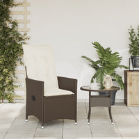 Thumbnail for Gartensessel Verstellbar mit Kissen Braun Poly Rattan