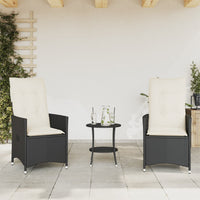 Thumbnail for 3-tlg. Bistro-Set mit Kissen Schwarz Poly Rattan