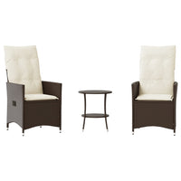 Thumbnail for 3-tlg. Bistro-Set mit Kissen Braun Poly Rattan