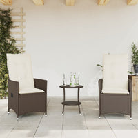 Thumbnail for 3-tlg. Bistro-Set mit Kissen Braun Poly Rattan