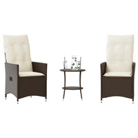 Thumbnail for 3-tlg. Bistro-Set mit Kissen Braun Poly Rattan