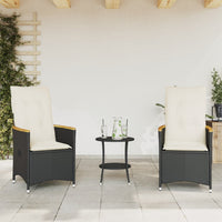 Thumbnail for 3-tlg. Bistro-Set mit Kissen Schwarz Poly Rattan
