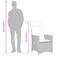 Thumbnail for 3-tlg. Bistro-Set mit Kissen Grau Poly Rattan