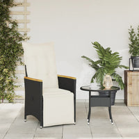 Thumbnail for Gartensessel Verstellbar mit Kissen Schwarz Poly Rattan