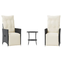 Thumbnail for 3-tlg. Bistro-Set mit Kissen Schwarz Poly Rattan