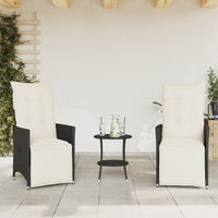 Thumbnail for 3-tlg. Bistro-Set mit Kissen Schwarz Poly Rattan