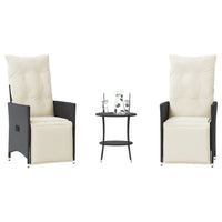 Thumbnail for 3-tlg. Bistro-Set mit Kissen Schwarz Poly Rattan