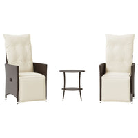 Thumbnail for 3-tlg. Bistro-Set mit Kissen Braun Poly Rattan