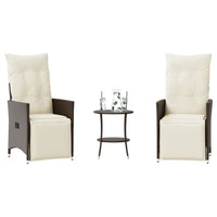 Thumbnail for 3-tlg. Bistro-Set mit Kissen Braun Poly Rattan