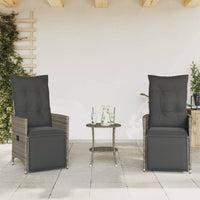 Thumbnail for 3-tlg. Bistro-Set mit Kissen Grau Poly Rattan