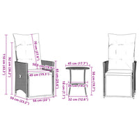 Thumbnail for 3-tlg. Bistro-Set mit Kissen Grau Poly Rattan