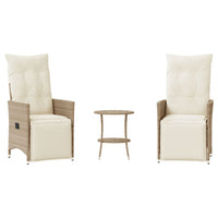 Thumbnail for 3-tlg. Bistro-Set mit Kissen Beige Poly Rattan