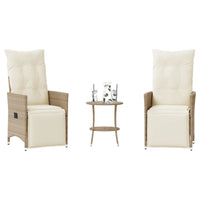 Thumbnail for 3-tlg. Bistro-Set mit Kissen Beige Poly Rattan