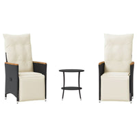 Thumbnail for 3-tlg. Bistro-Set mit Kissen Schwarz Poly Rattan