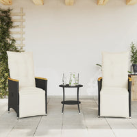 Thumbnail for 3-tlg. Bistro-Set mit Kissen Schwarz Poly Rattan