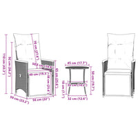 Thumbnail for 3-tlg. Bistro-Set mit Kissen Schwarz Poly Rattan